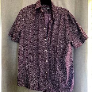 Express purple and white short sleeve button up